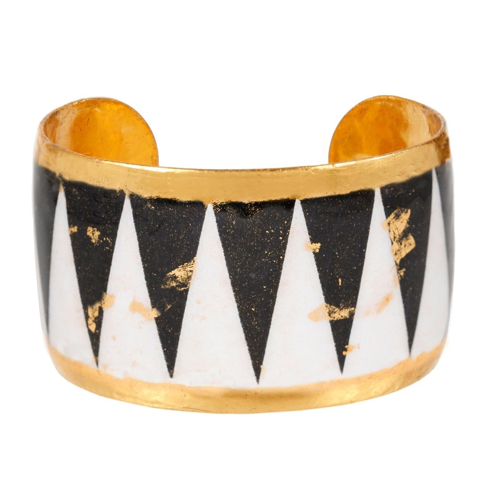 Evocateur Black and White 22k goldleaf cuff bracelet
